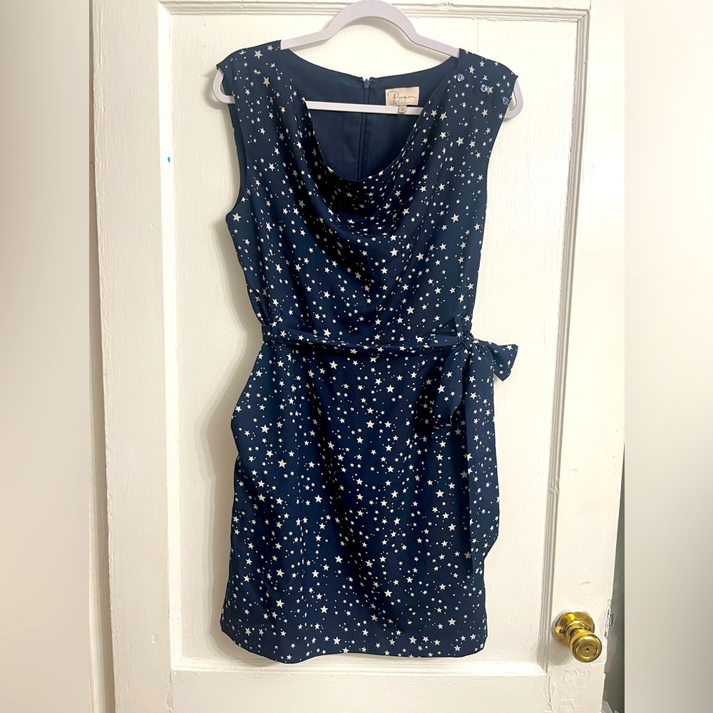 Poem by Oliver Bonas Navy Star Constellation Cowl Neck Dress UK12/US8